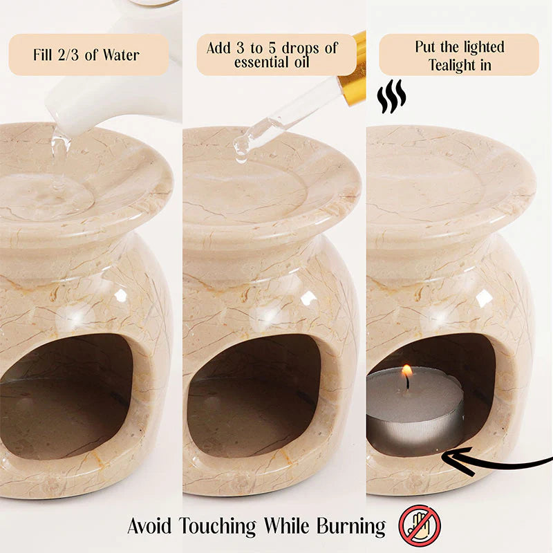 Artreestry Handmade Marble Oil Burner 4" Inches Handmade Candle Wax Warmer