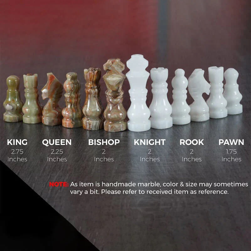 12" Artreestry Handmade Marble Chess Set White and Green Onyx