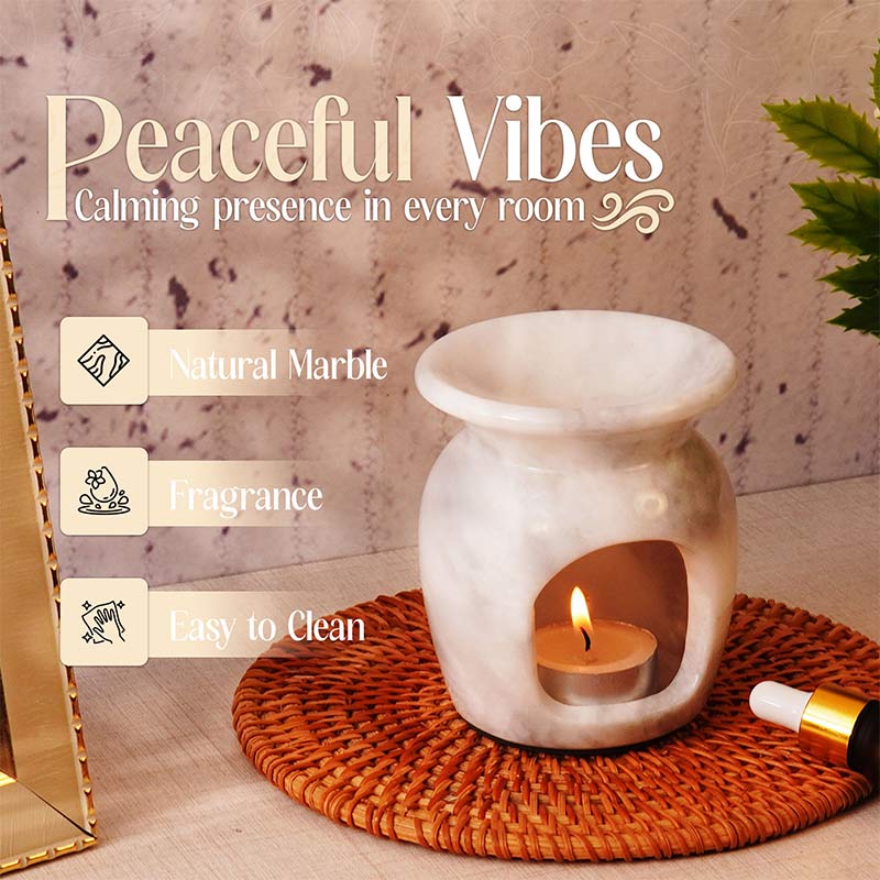 Artreestry Handmade Marble Oil Burner 4" Inches Handmade Candle Wax Warmer
