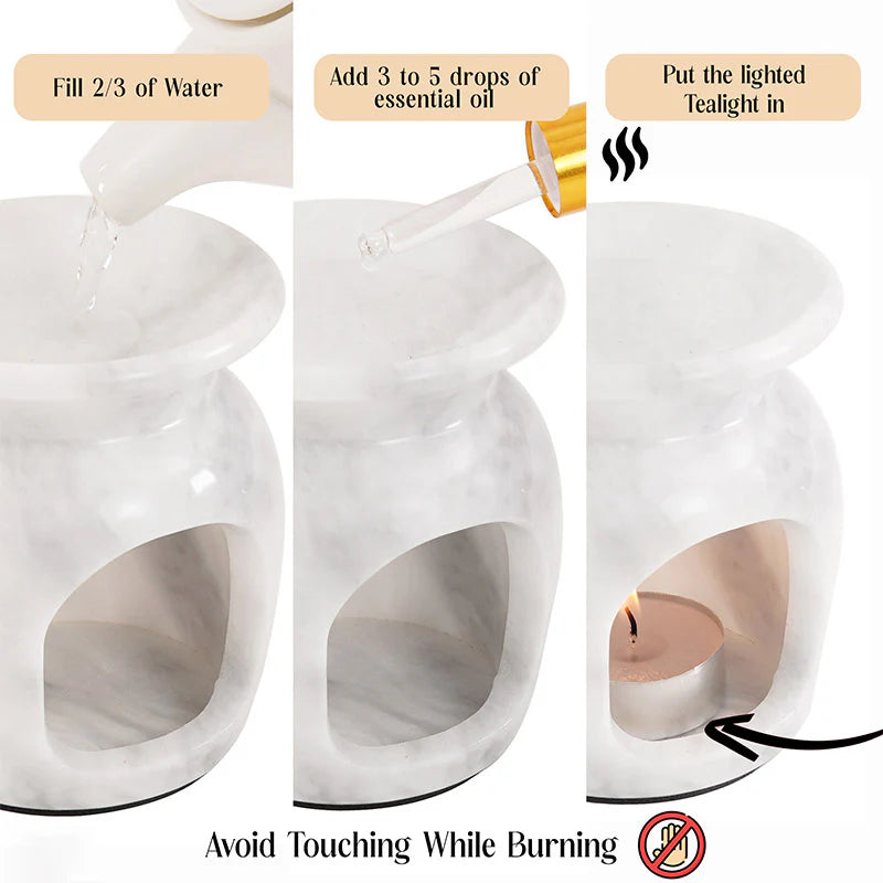 Artreestry Handmade Marble Oil Burner 4" Inches Handmade Candle Wax Warmer