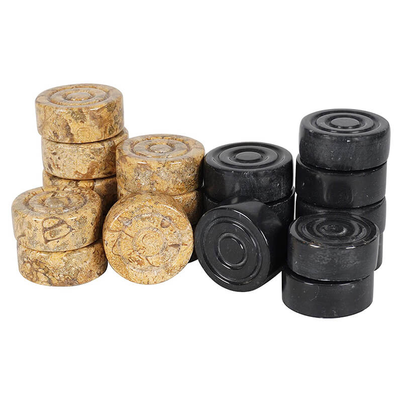 Artreestry Handmade Black and Coral Marble Checkers Figures Set for Checkers Board