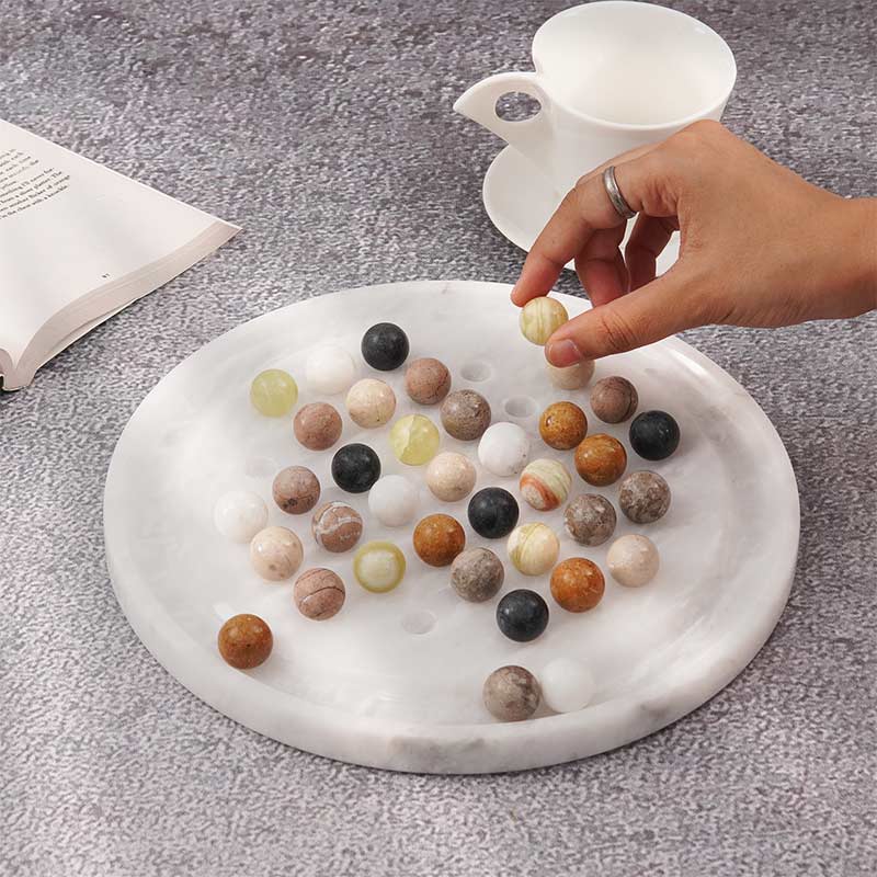 Artreestry Handmade 10" Marble Solitaire 2 Player Game - Board Game For Adults