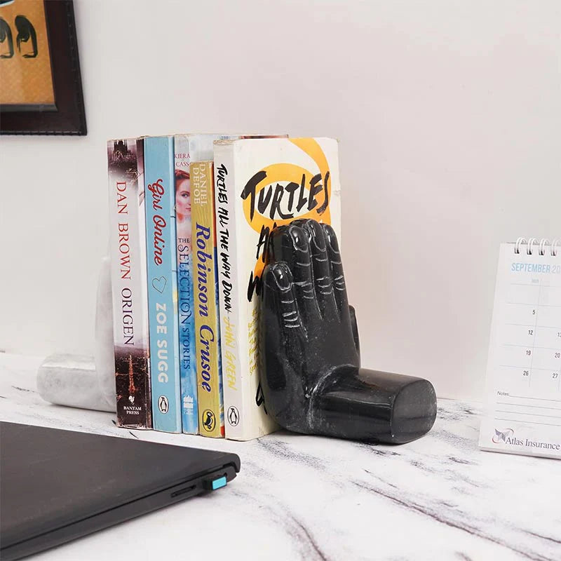 Artreestry Handmade Natural Marble Bookends Hand Design - Book Holder