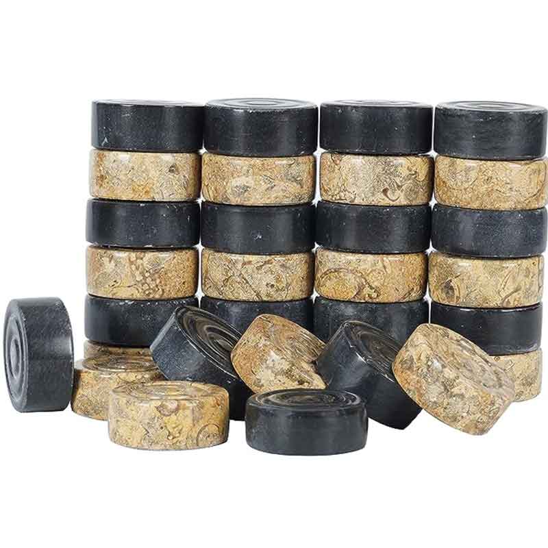 Artreestry Handmade Black and Coral Marble Checkers Figures Set for Checkers Board