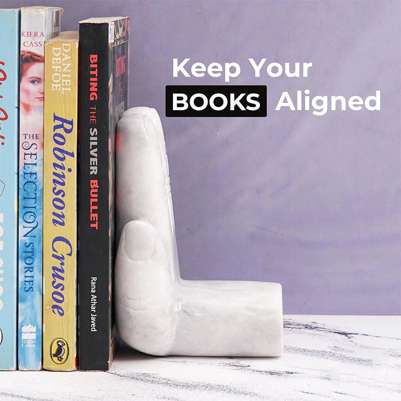 Artreestry Handmade Natural Marble Bookends Hand Design - Book Holder