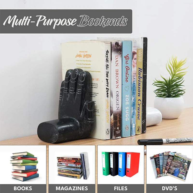 Artreestry Handmade Natural Marble Bookends Hand Design - Book Holder