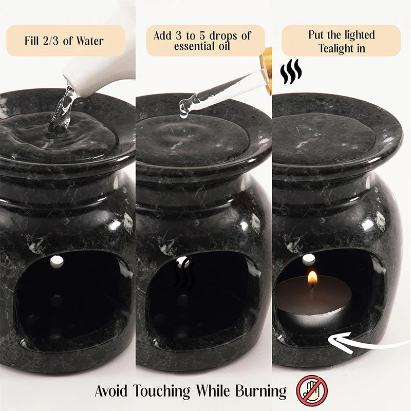 Artreestry Handmade Marble Oil Burner 4" Inches Handmade Candle Wax Warmer