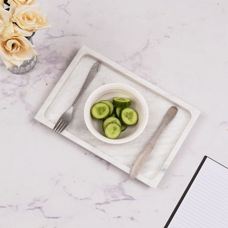 Serving Tray Handmade Marble Rectangle Food Tray for Kitchen Storage