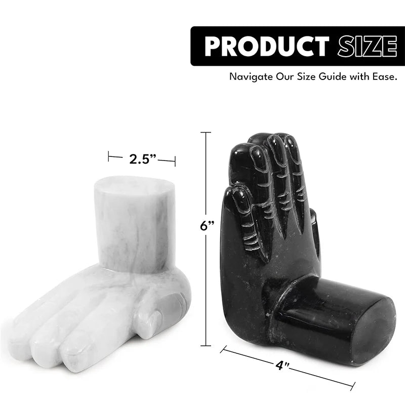 Artreestry Handmade Natural Marble Bookends Hand Design - Book Holder