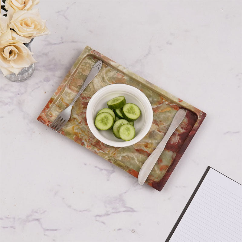 Serving Tray Handmade Marble Rectangle Food Tray for Kitchen Storage