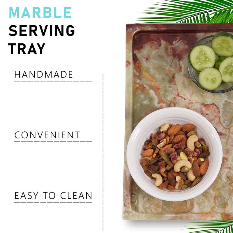 Serving Tray Handmade Marble Rectangle Food Tray for Kitchen Storage