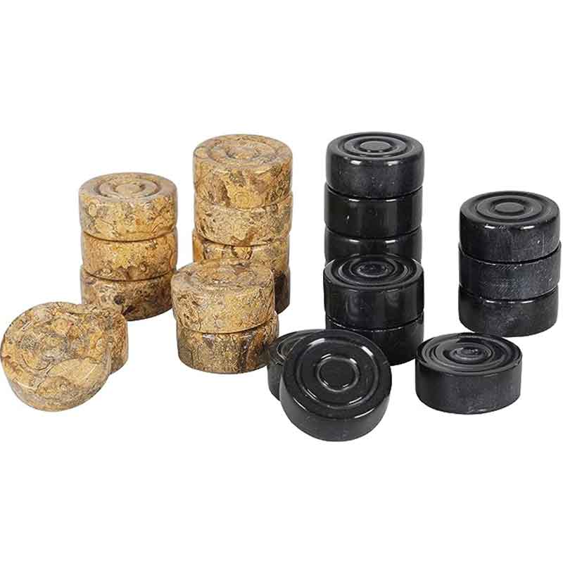 Artreestry Handmade Black and Coral Marble Checkers Figures Set for Checkers Board