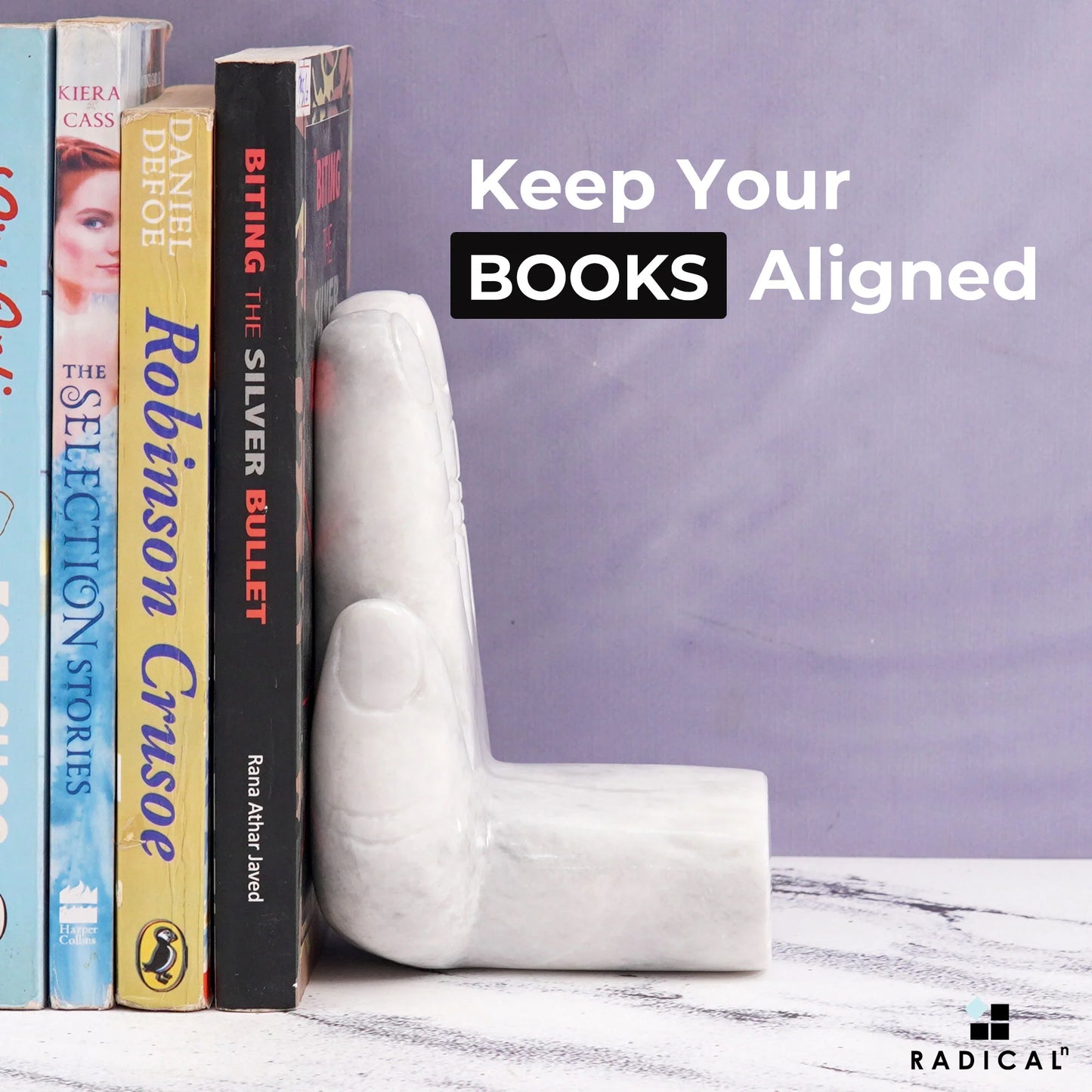 Artreestry Handmade Natural Marble Bookends Hand Design - Book Holder
