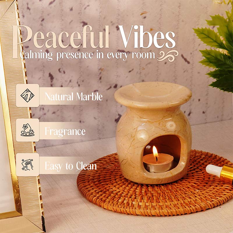 Artreestry Handmade Marble Oil Burner 4" Inches Handmade Candle Wax Warmer