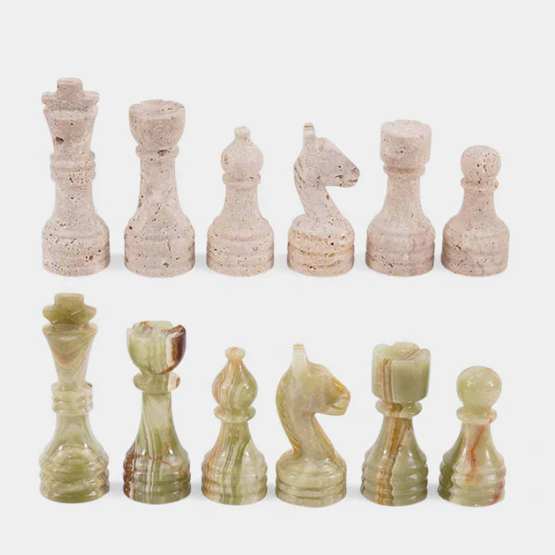 Chess Figures - Travertine and Green