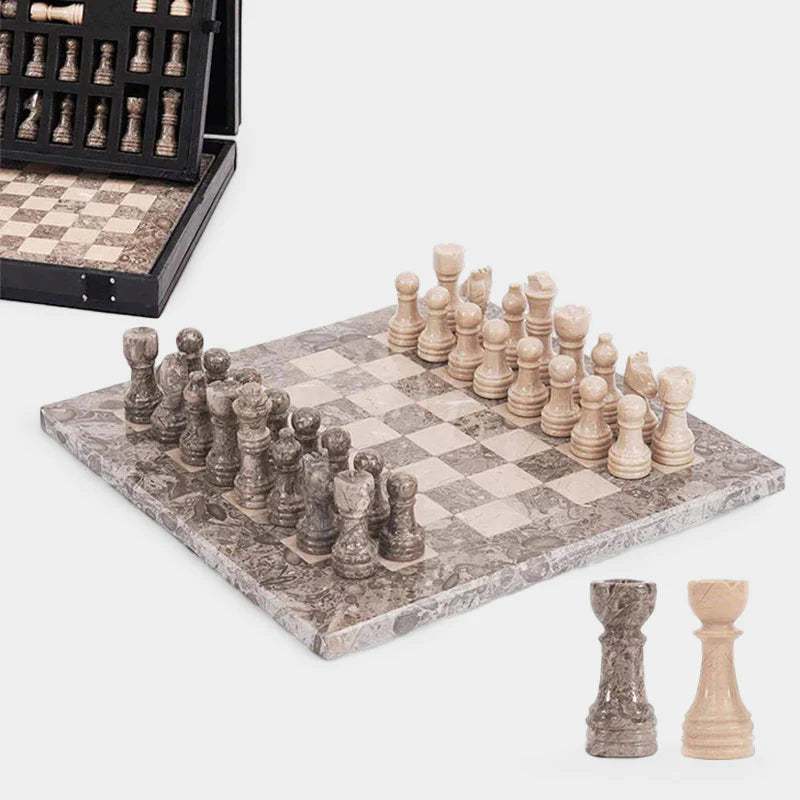 Marble 25cm Chess Set Oceanic & Verona