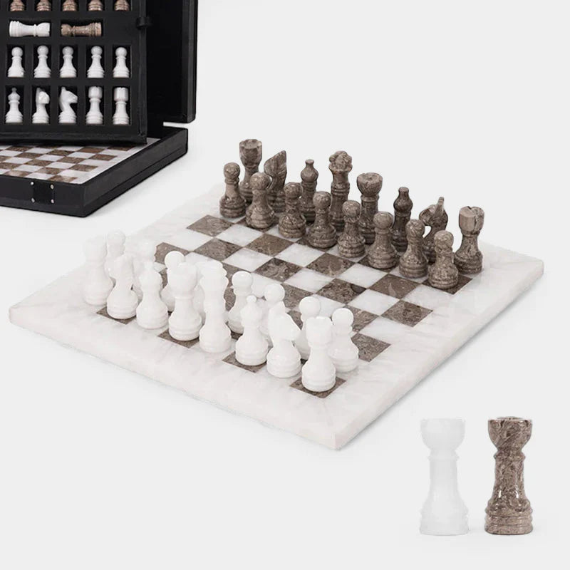 Marble 25cm Chess Set White & Oceanic