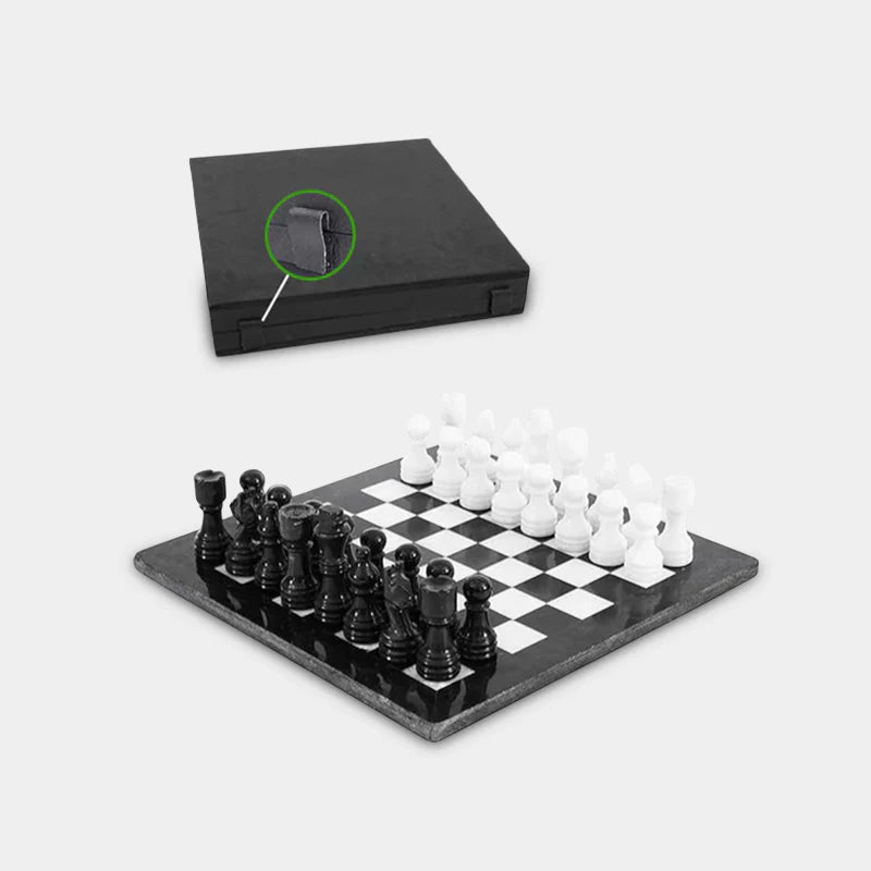 Marble 30cm Chess Set - Black & White