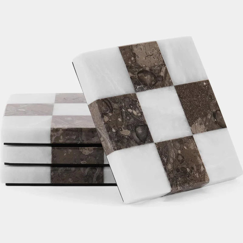 Marble Coasters Set of 4 - Checker Design