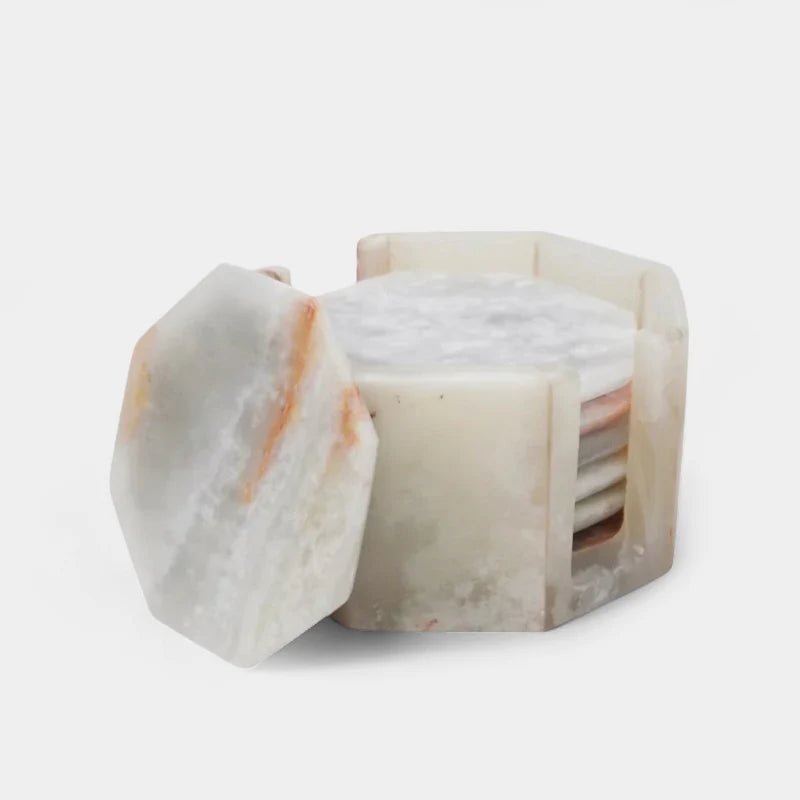 Marble Star Coasters Set Includes Elegant Holder