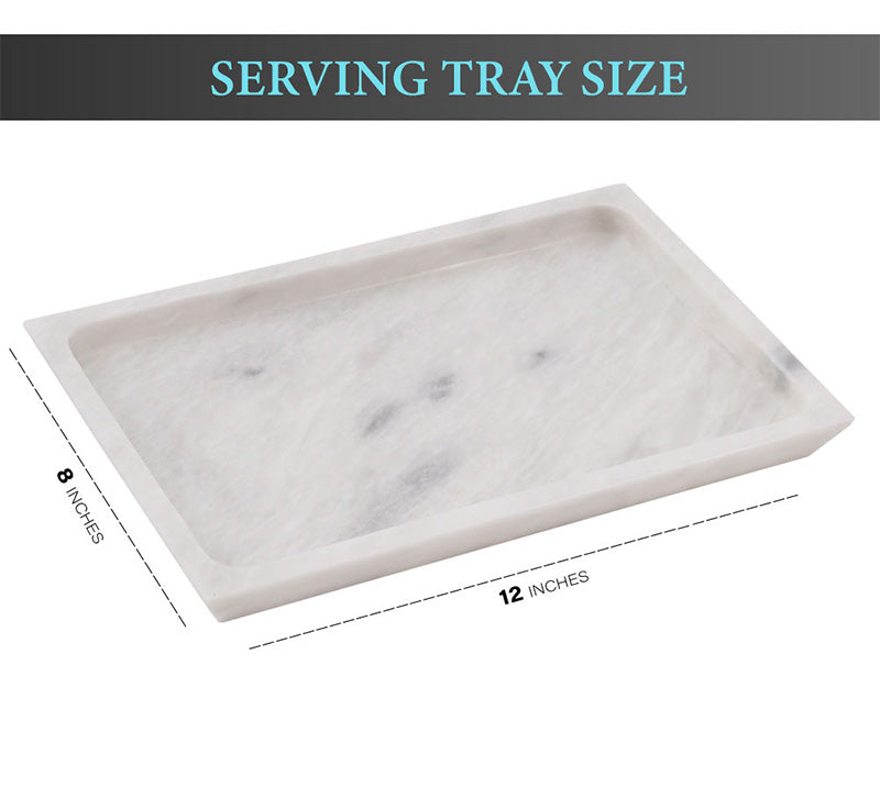 Serving Tray Handmade Marble Rectangle Food Tray for Kitchen Storage