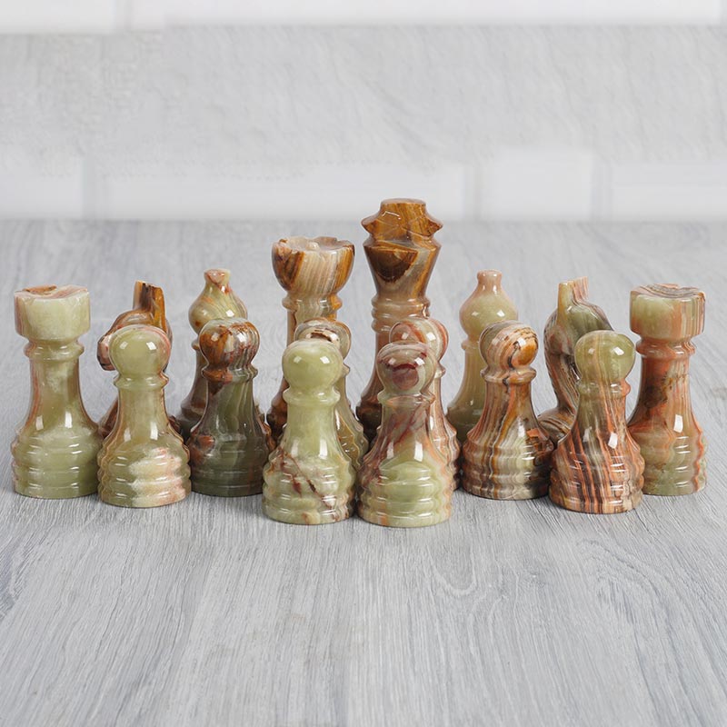 Marble Black & Multi Green Premium Quality Chess Game Figures