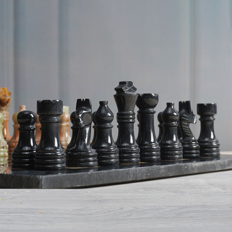 Marble Black & Multi Green Premium Quality Chess Game Figures