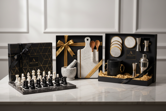 Luxury marble gift sets wrapped in premium Artreestry packaging