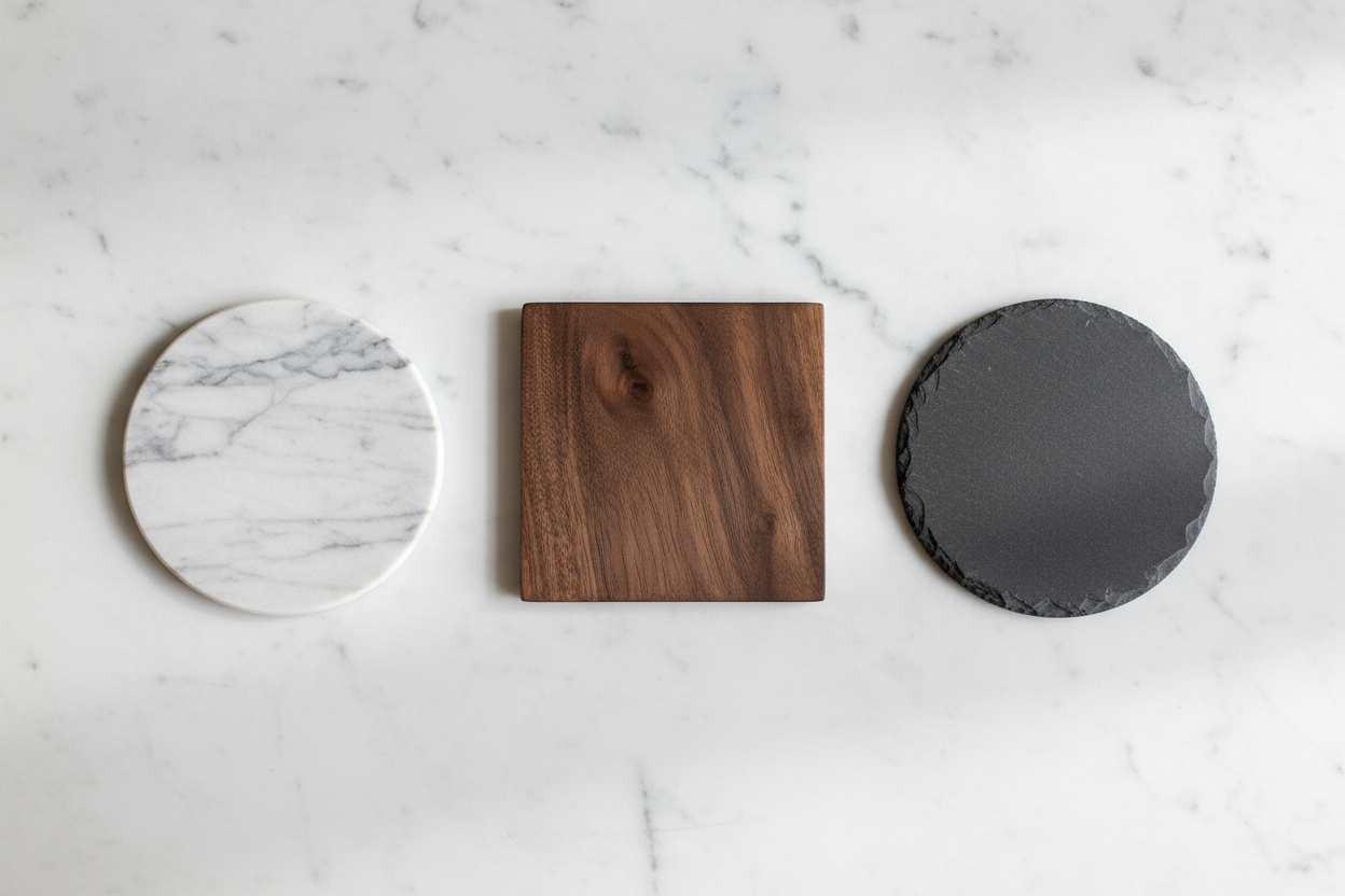 Marble vs Wood vs Stone - Which Coaster Material is Right for You?