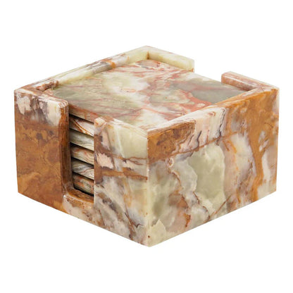 Artreestry Handmade Marble Full square coaster set with holder