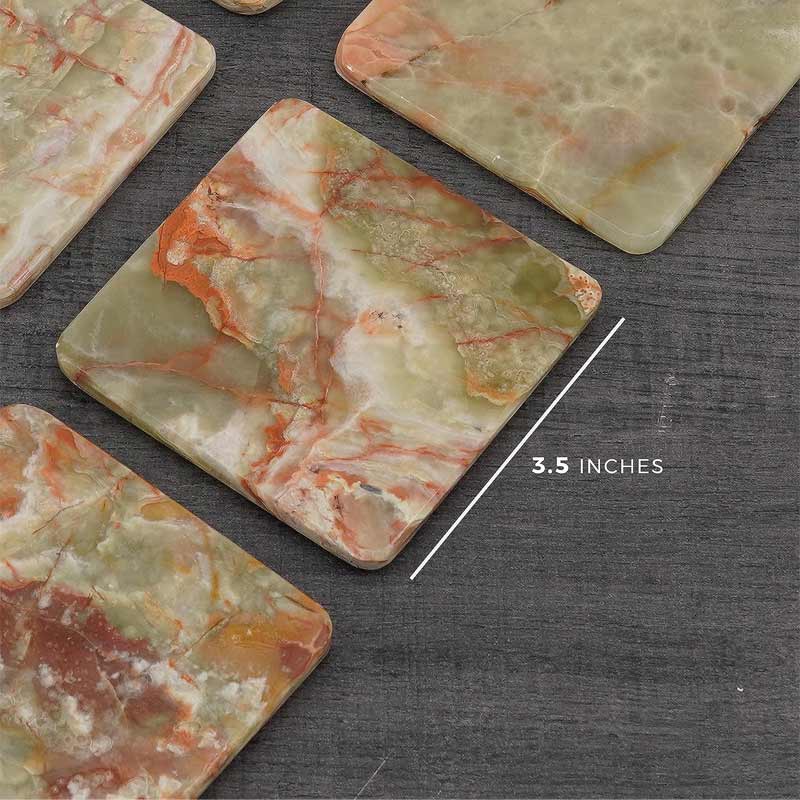 Artreestry Handmade Marble Full square coaster set with holder