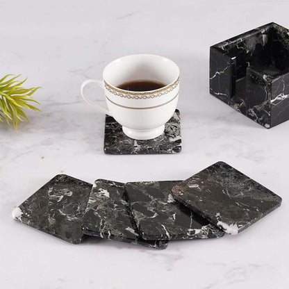 Artreestry Handmade Marble Full square coaster set with holder