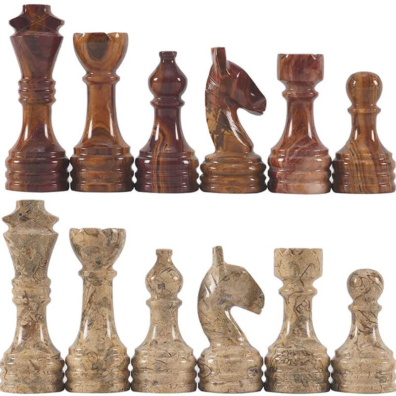 Artreestry Handmade Marble Red & Coral Premium Quality Chess Pieces