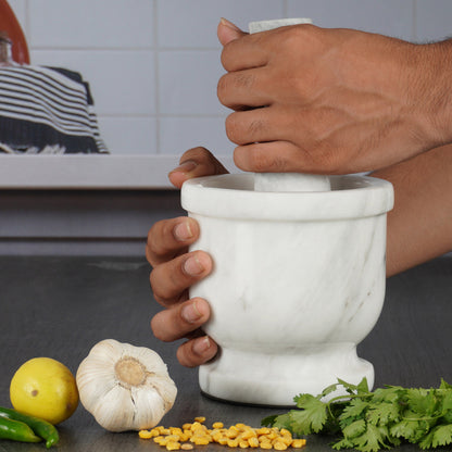 5" Artreestry Handmade Marble Mortar and Pestle Set