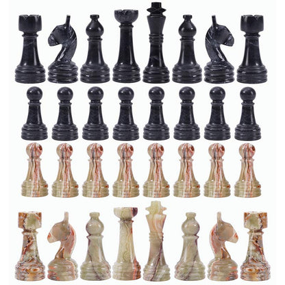 Artreestry Handmade Marble Black & Multi Green Premium Quality Chess Pieces