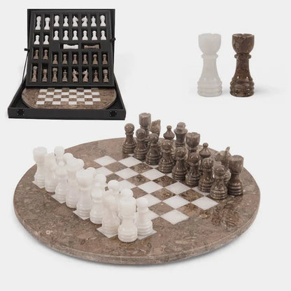 38 cm Round Chess Set With Standard Storage Box