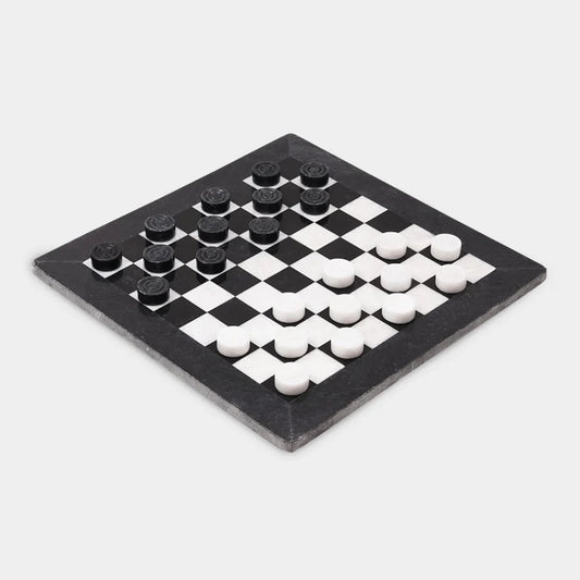 38cm Checkers Set - White & Black