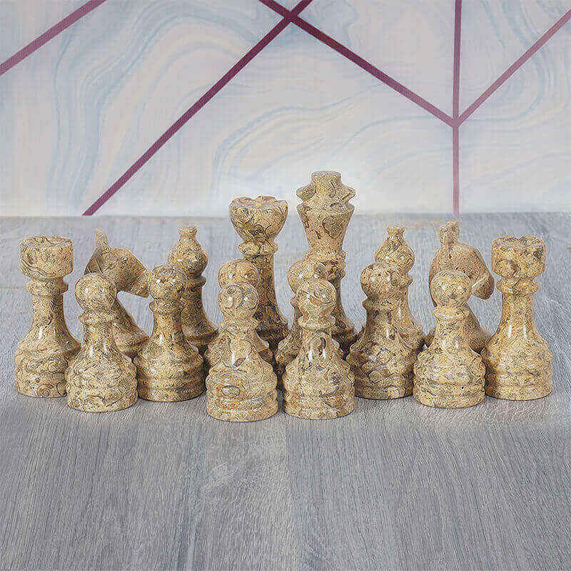 Artreestry Handmade Marble Red & Coral Premium Quality Chess Pieces