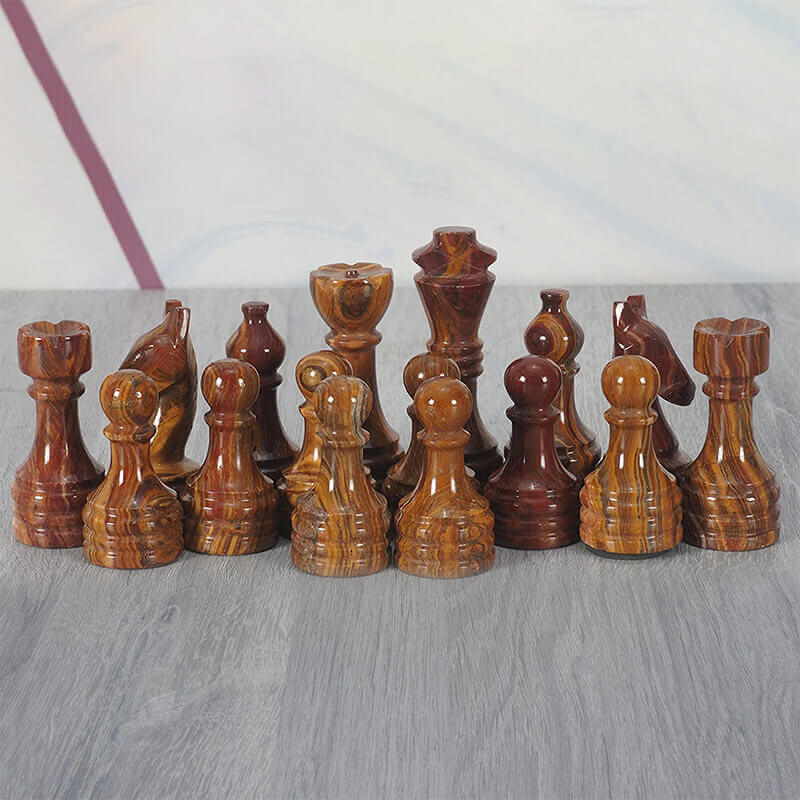Artreestry Handmade Marble Red & Coral Premium Quality Chess Pieces
