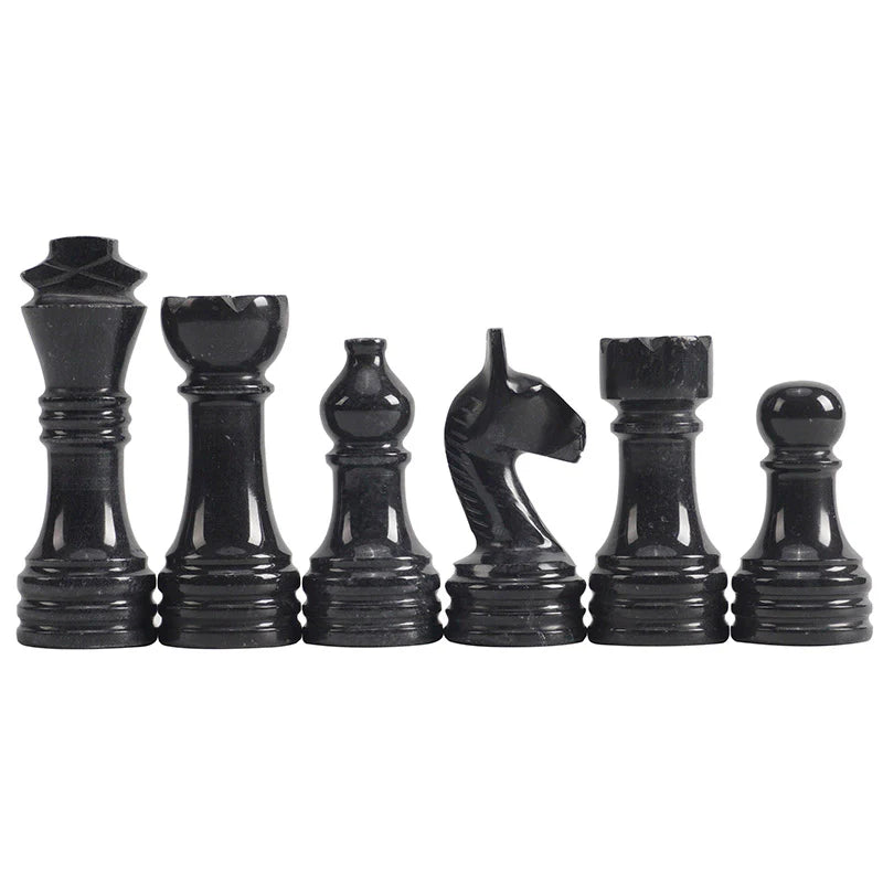 Artreestry Handmade Marble Black & Multi Green Premium Quality Chess Pieces