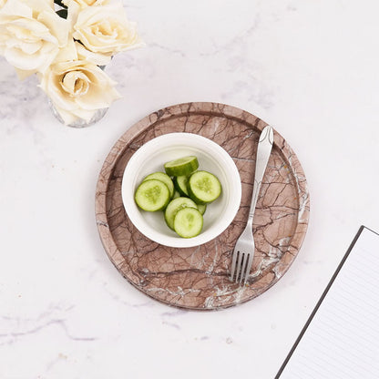 10" Artreestry Handmade Marble Tray Round