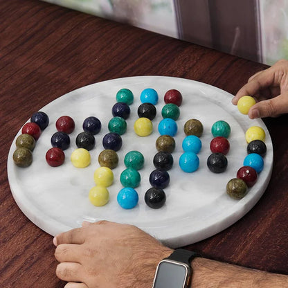 Artreestry Handmade 14" Peg Solitaire Marble Game - Best Game