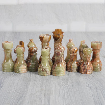 Artreestry Handmade Marble Black & Multi Green Premium Quality Chess Pieces