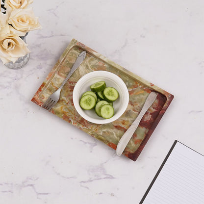 Serving Tray Handmade Marble  Rectangle Food Tray for Kitchen Storage