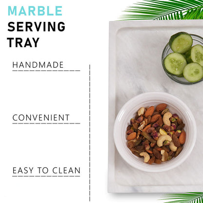Serving Tray Handmade Marble  Rectangle Food Tray for Kitchen Storage