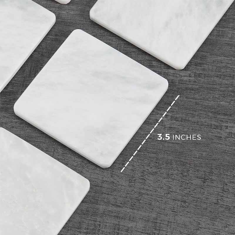 Artreestry Handmade Marble Full square coaster set with holder