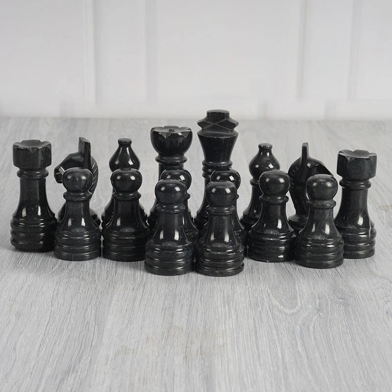 Artreestry Handmade Marble Black & Multi Green Premium Quality Chess Pieces