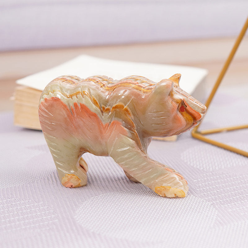 5" Artreestry Handmade Marble Bear Statue Figurine