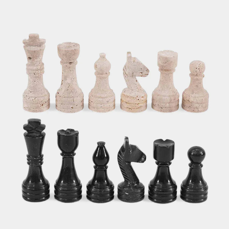 Chess Figures - Travertine and Black