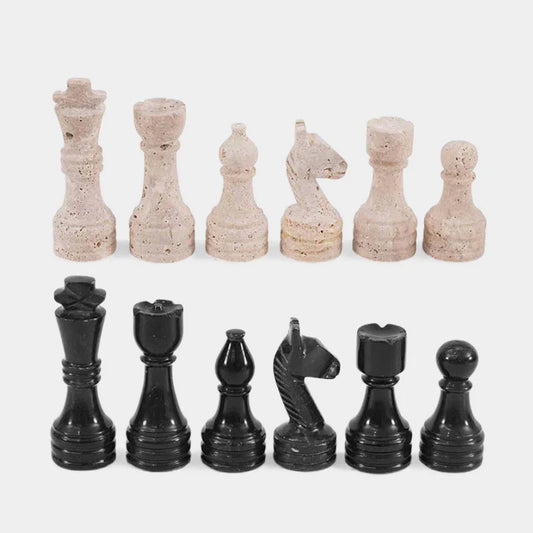 Chess Figures - Travertine and Black